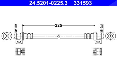 Ate Bremsschlauch [Hersteller-Nr. 24.5201-0225.3] für Citroën, Peugeot, Toyota von ATE