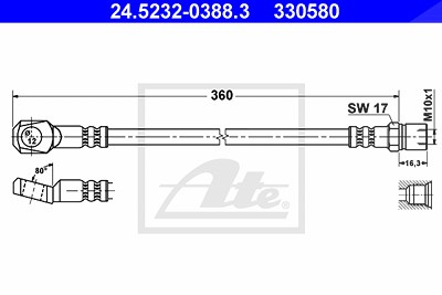 Ate Bremsschlauch [Hersteller-Nr. 24.5232-0388.3] für Mercedes-Benz von ATE