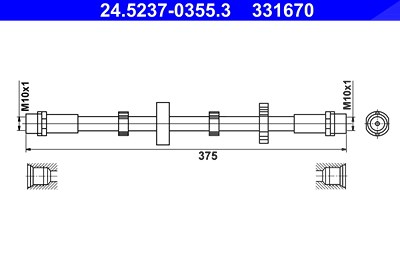Ate Bremsschlauch [Hersteller-Nr. 24.5237-0355.3] für VW von ATE