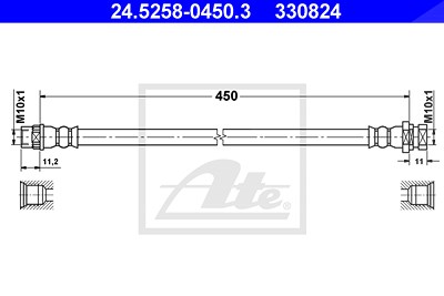 Ate Bremsschlauch [Hersteller-Nr. 24.5258-0450.3] für Nissan, Opel, Renault von ATE