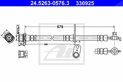 Ate Bremsschlauch [Hersteller-Nr. 24.5263-0576.3] für Toyota von ATE