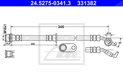 Ate Bremsschlauch [Hersteller-Nr. 24.5275-0341.3] für Toyota von ATE