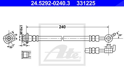 Ate Bremsschlauch [Hersteller-Nr. 24.5292-0240.3] für Nissan von ATE