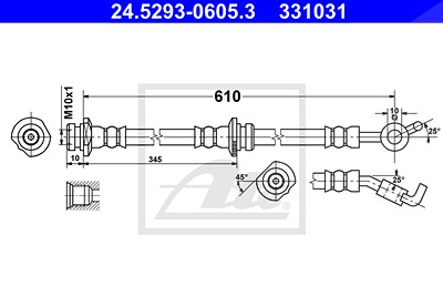 Ate Bremsschlauch [Hersteller-Nr. 24.5293-0605.3] für Nissan von ATE