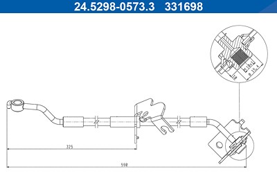 Ate Bremsschlauch [Hersteller-Nr. 24.5298-0573.3] für Hyundai, Kia von ATE