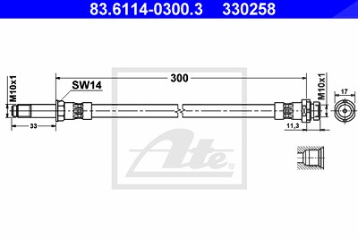Ate Bremsschlauch [Hersteller-Nr. 83.6114-0300.3] für Ford von ATE