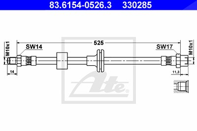 Ate Bremsschlauch [Hersteller-Nr. 83.6154-0526.3] für Mercedes-Benz von ATE