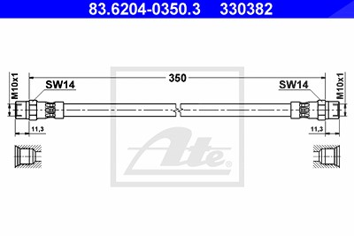 Ate Bremsschlauch [Hersteller-Nr. 83.6204-0350.3] für Mercedes-Benz von ATE