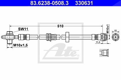 Ate Bremsschlauch [Hersteller-Nr. 83.6238-0508.3] für Audi von ATE