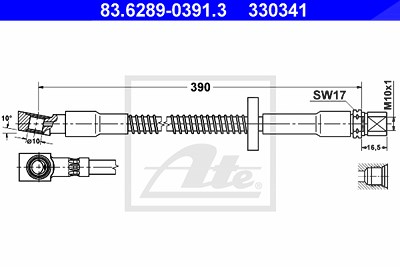 Ate Bremsschlauch [Hersteller-Nr. 83.6289-0391.3] für Porsche von ATE
