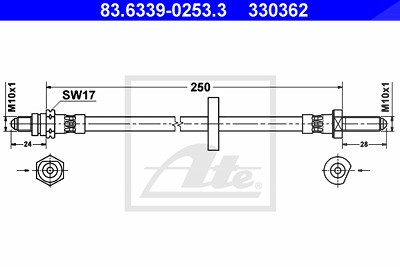 Ate Bremsschlauch [Hersteller-Nr. 83.6339-0253.3] für Ford von ATE