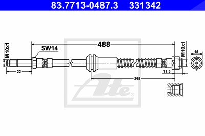 Ate Bremsschlauch [Hersteller-Nr. 83.7713-0487.3] für Mercedes-Benz von ATE