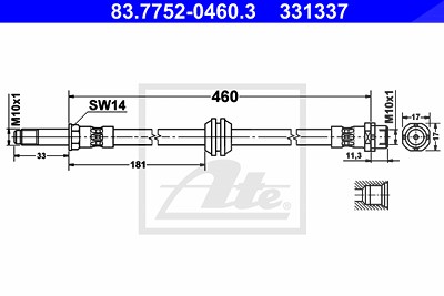 Ate Bremsschlauch [Hersteller-Nr. 83.7752-0460.3] für BMW von ATE
