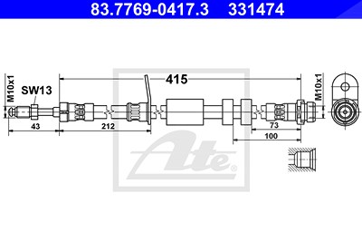 Ate Bremsschlauch [Hersteller-Nr. 83.7769-0417.3] für Ford von ATE