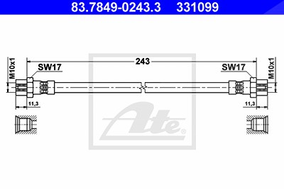 Ate Bremsschlauch [Hersteller-Nr. 83.7849-0243.3] für Skoda, VW von ATE