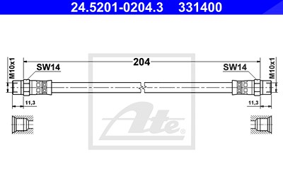 Ate Bremsschlauch Hinterachse [Hersteller-Nr. 24.5201-0204.3] für BMW, Volvo von ATE