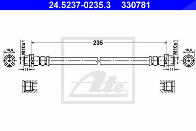 Ate Bremsschlauch Hinterachse [Hersteller-Nr. 24.5237-0235.3] für Mercedes-Benz, VW von ATE