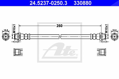 Ate Bremsschlauch Hinterachse [Hersteller-Nr. 24.5237-0250.3] für VW von ATE