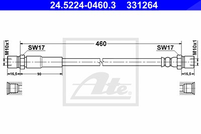 Ate Bremsschlauch [Hersteller-Nr. 24.5224-0460.3] für Mercedes-Benz, Puch von ATE