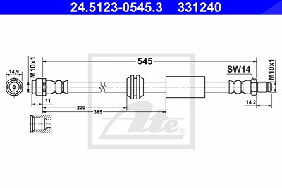 Ate Bremsschlauch [Hersteller-Nr. 24.5123-0545.3] für Mercedes-Benz von ATE