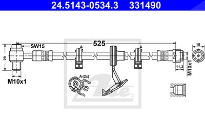 Ate Bremsschlauch [Hersteller-Nr. 24.5143-0534.3] für Mercedes-Benz von ATE