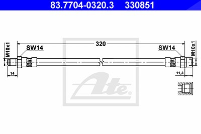 Ate Bremsschlauch [Hersteller-Nr. 83.7704-0320.3] für Mercedes-Benz von ATE