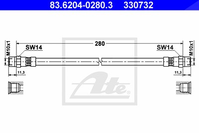 Ate Bremsschlauch [Hersteller-Nr. 83.6204-0280.3] für Mercedes-Benz von ATE