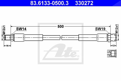 Ate Bremsschlauch [Hersteller-Nr. 83.6133-0500.3] für Mercedes-Benz von ATE