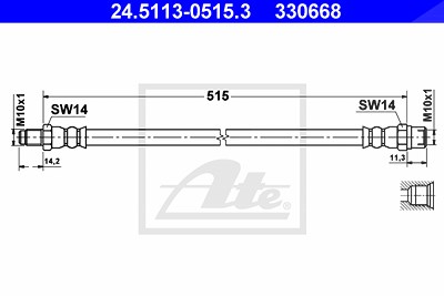 Ate Bremsschlauch [Hersteller-Nr. 24.5113-0515.3] für Mercedes-Benz von ATE