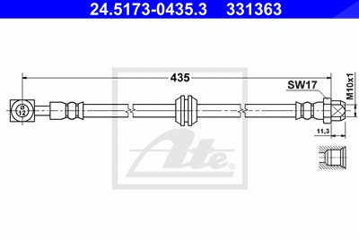 Ate Bremsschlauch ohne Schraube hinten [Hersteller-Nr. 24.5173-0435.3] für Mini von ATE