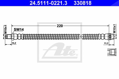 Ate Bremsschlauch [Hersteller-Nr. 24.5111-0221.3] für Renault, Opel, Nissan, Vauxhall von ATE