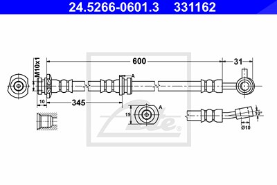 Ate Bremsschlauch [Hersteller-Nr. 24.5266-0601.3] für Nissan von ATE