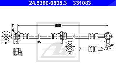 Ate Bremsschlauch [Hersteller-Nr. 24.5290-0505.3] für Nissan von ATE