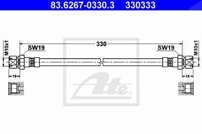 Ate Bremsschlauch [Hersteller-Nr. 83.6267-0330.3] für Vauxhall, Opel von ATE