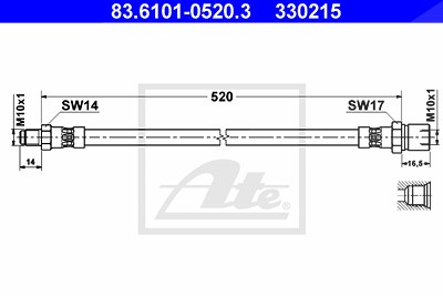 Ate Bremsschlauch [Hersteller-Nr. 83.6101-0520.3] für Porsche von ATE