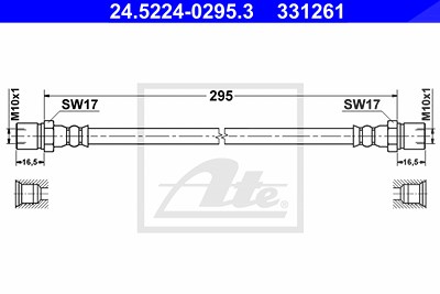 Ate Bremsschlauch [Hersteller-Nr. 24.5224-0295.3] für Porsche, VW von ATE