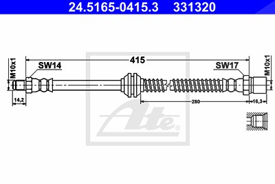 Ate Bremsschlauch [Hersteller-Nr. 24.5165-0415.3] für Porsche von ATE