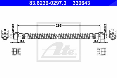 Ate Bremsschlauch [Hersteller-Nr. 83.6239-0297.3] für Porsche von ATE