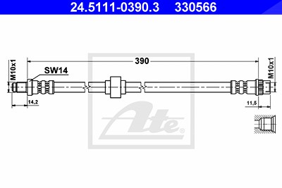 Ate Bremsschlauch [Hersteller-Nr. 24.5111-0390.3] für Renault von ATE