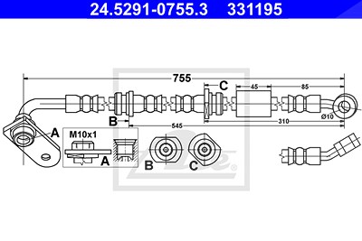 Ate Bremsschlauch [Hersteller-Nr. 24.5291-0755.3] für Suzuki von ATE