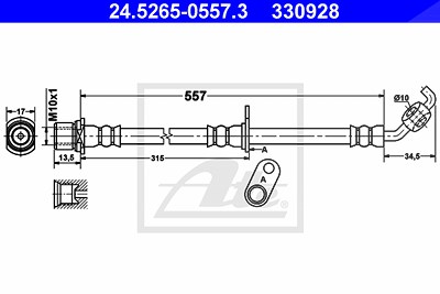 Ate Bremsschlauch [Hersteller-Nr. 24.5265-0557.3] für Toyota von ATE