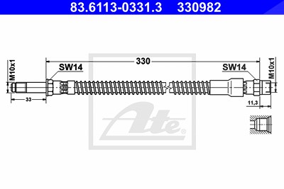 Ate Bremsschlauch [Hersteller-Nr. 83.6113-0331.3] für Volvo von ATE