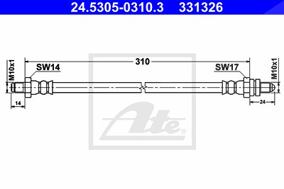 Ate Bremsschlauch Vorder-/ Hinterachse [Hersteller-Nr. 24.5305-0310.3] für Ford von ATE