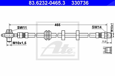 Ate Bremsschlauch [Hersteller-Nr. 83.6232-0465.3] für VW von ATE