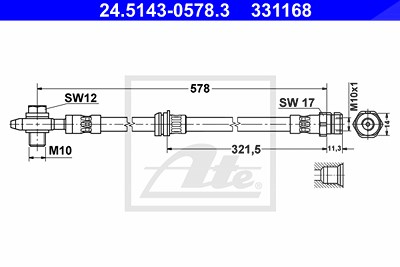 Ate Bremsschlauch [Hersteller-Nr. 24.5143-0578.3] für Audi, VW von ATE