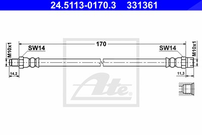 Ate Bremsschlauch [Hersteller-Nr. 24.5113-0170.3] für VW von ATE