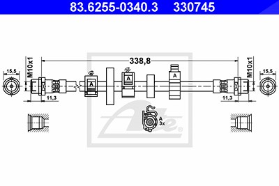Ate Bremsschlauch [Hersteller-Nr. 83.6255-0340.3] für VW von ATE