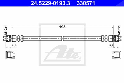 Ate Bremsschlauch hinten [Hersteller-Nr. 24.5229-0193.3] für Nissan, Renault von ATE