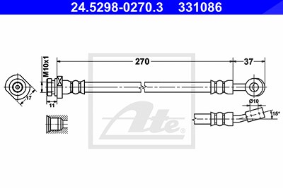 Ate Bremsschlauch hinten links [Hersteller-Nr. 24.5298-0270.3] für Kia von ATE