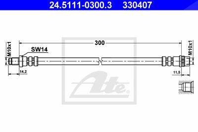 Ate Bremsschlauch vorne [Hersteller-Nr. 24.5111-0300.3] für Dacia, Renault von ATE